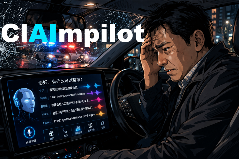 ClAImpilot multilingual AI interface in vehicle after accident